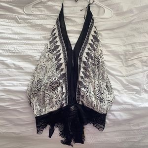 Free people borderlines halter bodysuit